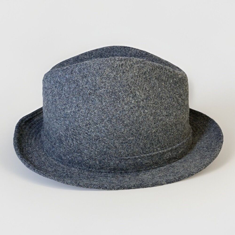 Young An Gray Short Brim Fedora Hat L/G 7¼–7⅜ Wool Blend